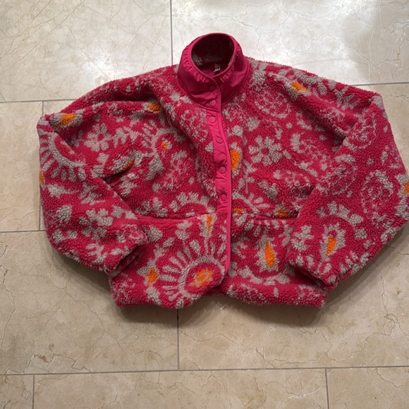 Free people movement hit the slopes button up fleece jacket hot pink xs - Picture 3 of 8